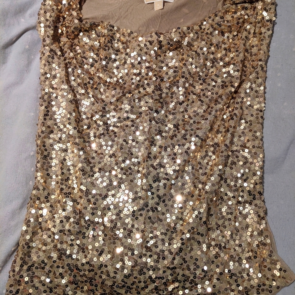 Michael Kors gold sequin party tank top XL